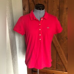 Lacoste Women's Bright Red Button Down Shirt